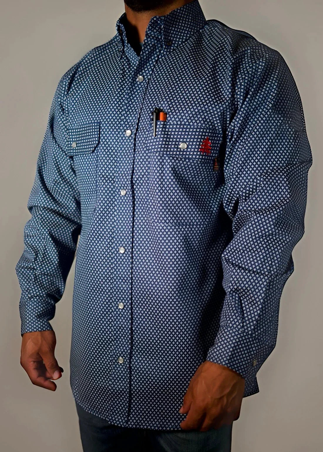 Honor Navy FR Pearl Snap Work Shirt
